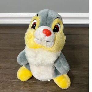 Vintage Disney Thumper Plush Stuffed Animal Rabbit Bunny Toy Gray Yellow Red